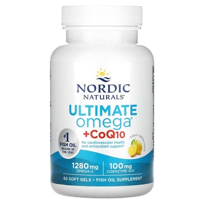 Омега-3+ Коэнзим Q10 Nordic Naturals Ultimate Omega + CoQ10 1280 мг/100 мг, 60 капсул