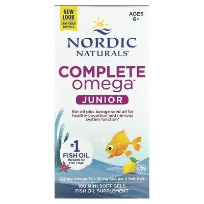 Омега Nordic Naturals Complete Omega Junior для підлітків, лимон, міні-капсули м'які №180