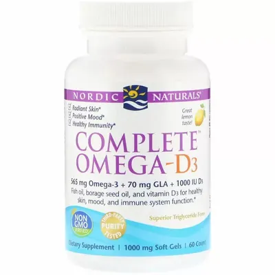 Омега-3D Комплекс Nordic Naturals Complete Omega-D3 смак лимону, 60 капсул