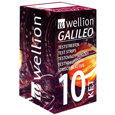 Тест-смужки Wellion Galileo Ket для тестування рівня кетонів в крові, 10 штук