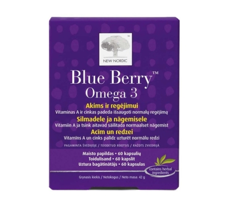 Витамины New Nordic Blue Berry Omega 3 для улучшения зрения капсулы №60