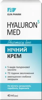 Крем для обличчя Elfa Pharm Hyaluron5 Med нічний, 40 мл