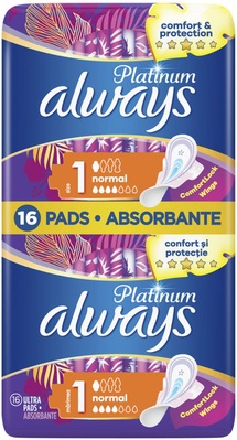 Прокладки гігієнічні Always Platinum Normal, 3 краплі, 1 розмір, 16 шт