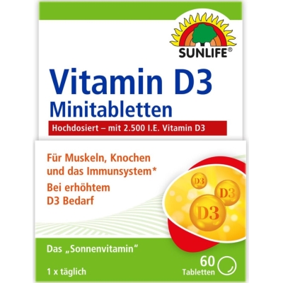 Витамины Sunlife Vitamin D3 2500 I.E. Minitabletten таблетки №60