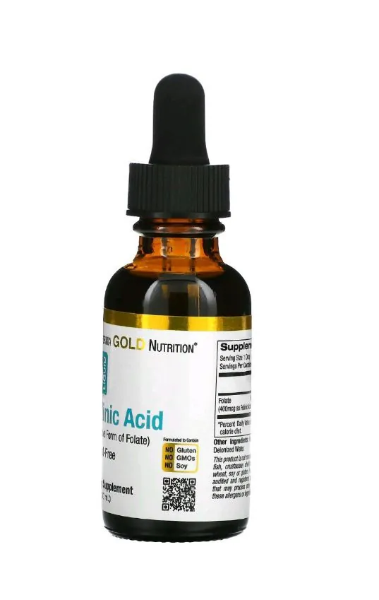 Фолінова кислота California Gold Nutrition Folinic Acid без спирту, 30 мл
