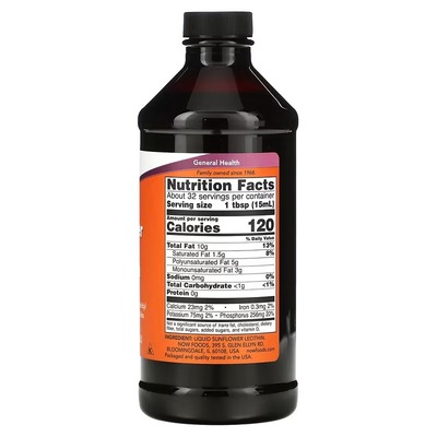 Лецитин подсолнечный NOW Sunflower Lecithin жидкий, 473 мл