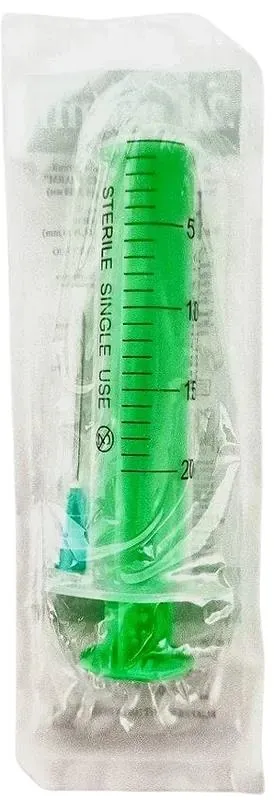 Шприц 20 мл Alexpharm 2-х компонентний з голкою 21G (0,8 х 40 мм), 1 штука