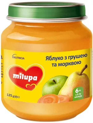 Пюре фруктово-овочеве Milupa Яблуко, груша і морква для дітей з 6 місяців, 125 г