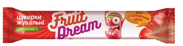 Цукерки жувальні Fruit Dream з вітаміном С та полуничним соком, 15 г
