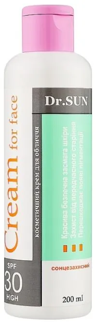 Крем от загара Dr.SUN SPF30 для лица, 200 мл