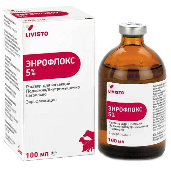 Энрофлокс 5% (ДЛЯ ЖИВОТНЫХ) раствор для инъекций, 100 мл