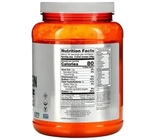 Протеїн гороховий ізолят Now Sports Organic Pea Protein, без смаку, 680 г