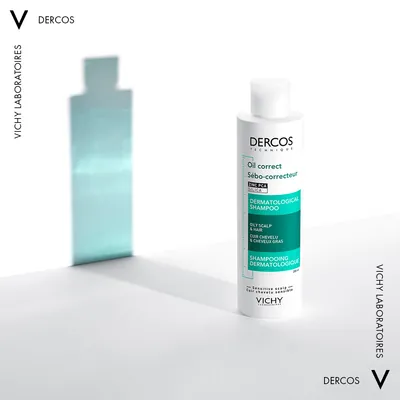 Шампунь-догляд Vichy Dercos Oil Correct себо-регулюючий для жирного волосся та шкіри голови,  200 мл