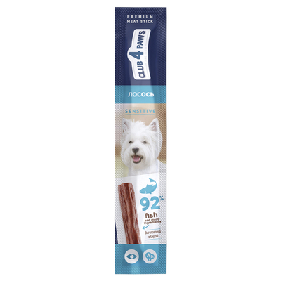Ласощі для собак Club 4 Paws М'ясна паличка чутливе травлення Премуім, лосось, 12 г