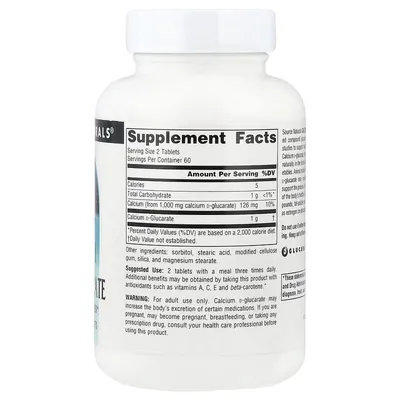 Кальцій Д-глюкарат Source Naturals Calcium D-Glucarate, 120 таблеток