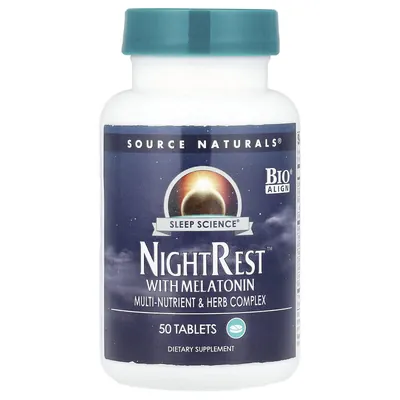 Комплекс для сну з мелатоніном Source Naturals NightRest With Melatonin, 50 таблеток