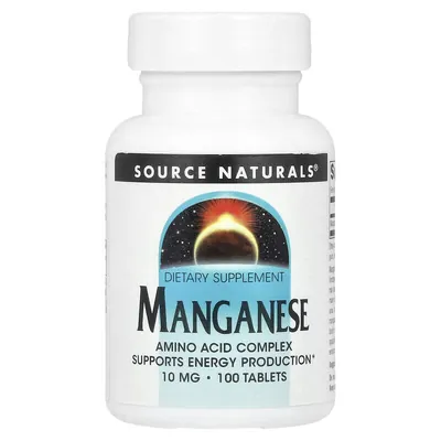 Марганець Source Naturals Manganese 10 мг, 100 таблеток