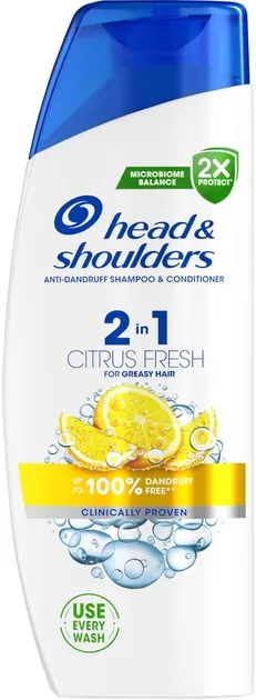 Шампунь і бальзам-ополіскувач Head & Shoulders 2-in-1 Citrus Fresh Цитрусова свіжість проти лупи, 330 мл