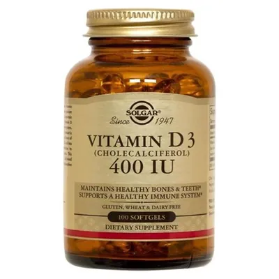 Вітамін Д3 Solgar Vitamin D3 (Cholecalciferol) 10 мкг (400 МО) м'які капсули №100