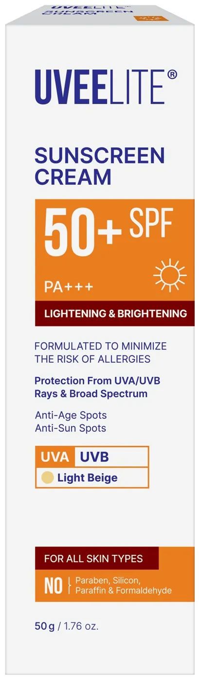 Крем сонцезахисний Uveelite УФ-лайт SPF50+ освітлення та сяяння, тонуючий, всі типи шкіри, 50 г