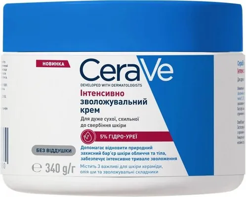 Крем для обличчята тіла CeraVe Інтенсивно зволожуючий для дуже сухої шкіри, 340 г