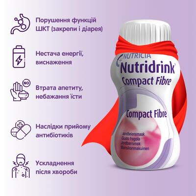 Нутрідрінк Компакт ентеральне харчування із харчовими волокнами зі смаком полуниці по 125 мл №4