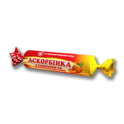 Аскорбінка з глюкозою та антиоксидантами, вітамінами А та Е таблетки зі смаком персика, 10 таблеток