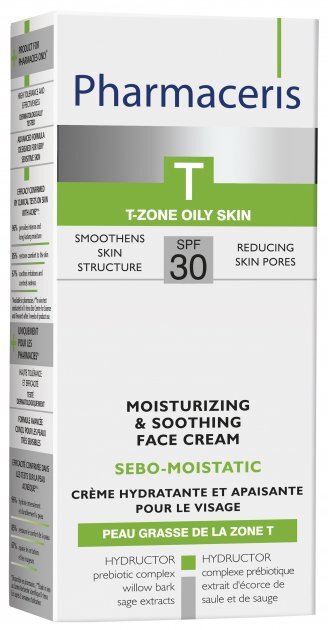 Крем для лица Pharmaceris T Sebo-Moistatic SPF30 увлажняющий успокаивающий во время и после лечения акне, 50 мл