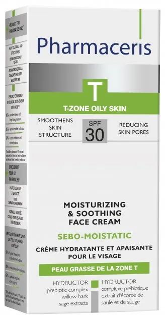 Крем для обличчя Pharmaceris T Sebo-Moistatic SPF30 зволожуючий заспокійливий під час та після лікування акне, 50 мл