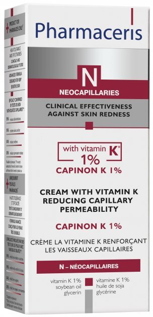 Крем для обличчя Pharmaceris N Capinon K 1% ущільнюючий капіляри з вітаміном К, 30 мл