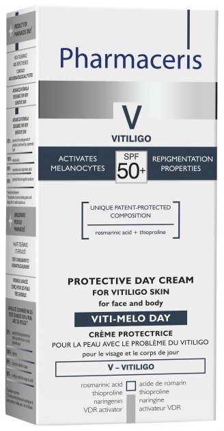 Крем для лица и тела Pharmaceris Viti-Melo Day SPF50+ дневной защитный для кожи с витилиго, 75 мл