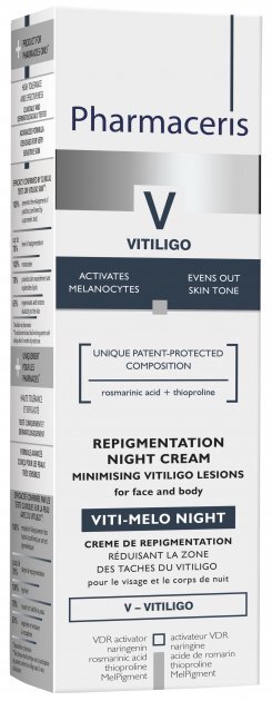 Крем для обличчя та тіла Pharmaceris Viti-Melo Night нічний репігментуючий для шкіри з вітіліго та депігментованими плямами, 40 мл