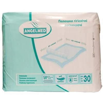 Пелюшки Angelmed одноразові гігієнічні 60 х 60 см, 30 шт