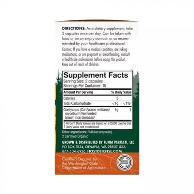 Гриб Кордицепс Fungi Perfecti Cordyceps, 30 вегетарианских капсул
