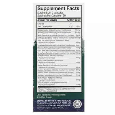 Грибний комплекс Fungi Perfecti Mushrooms Comprehensive Immune Support, 60 капсул