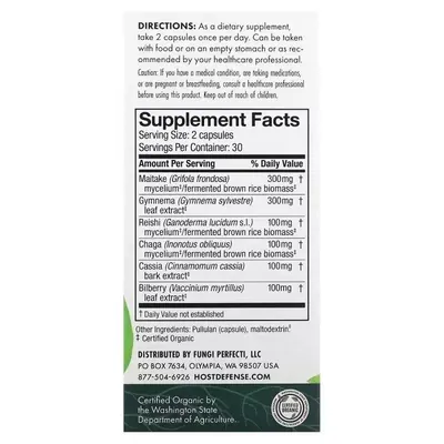Грибний комплекс для нормалізації рівня цукру Fungi Perfecti MycoBotanicals Blood Sugar, 60 капсул