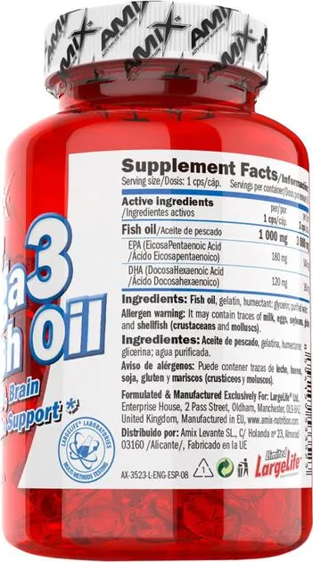 Комплекс корисних жирів Amix Nutrition Super Omega 3 Fish Oil 1000 mg, 180 м'яких гелевих капсул