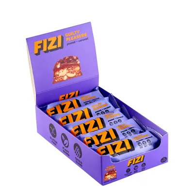 Батончик Fizi Guilty Pleasure арахіс та карамель, 10 штук по 45 г