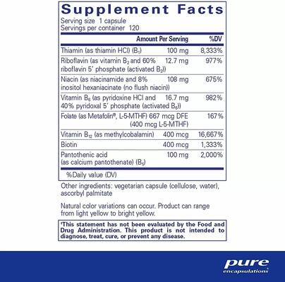 Витамины группы B Pure Encapsulations B-Complex Plus, 120 капсул