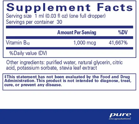 Вітамін B12 Pure Encapsulations B12 рідина 1000 мкг, 30 мл