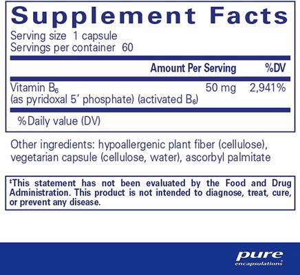 Витамин B6 (Пиридоксаль-5-фосфат) Pure Encapsulations P5P 50 (vitamin B6), 60 капсул