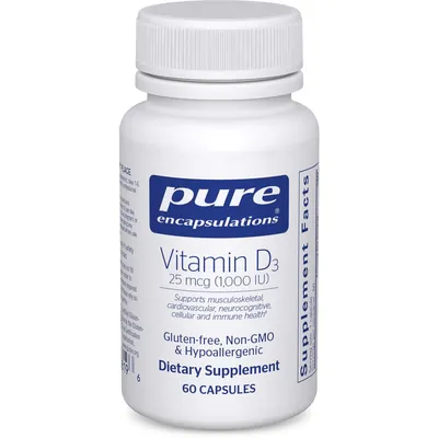 Вітамін D3 Pure Encapsulations Vitamin D3 1000 МО, 60 капсул