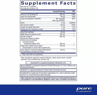 Вітаміни для волосся, шкіри і нігтів Pure Encapsulations Hair/Skin/Nails Ultra, 60 капсул