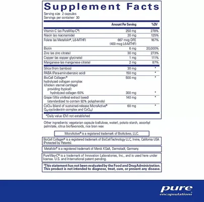 Вітаміни для волосся, шкіри і нігтів Pure Encapsulations Hair/Skin/Nails Ultra, 60 капсул
