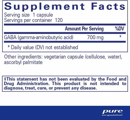 ГАМК Pure Encapsulations GABA, 120 капсул