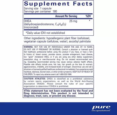 ДГЕА Pure Encapsulations DHEA 25 мг, 180 капсул