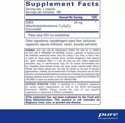 ДГЕА Pure Encapsulations DHEA 25 мг, 180 капсул
