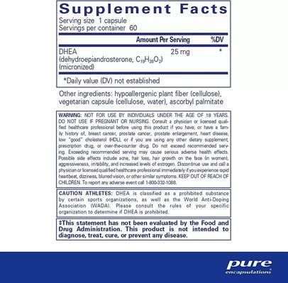 ДГЭА Pure Encapsulations DHEA 25 мг, 60 капсул