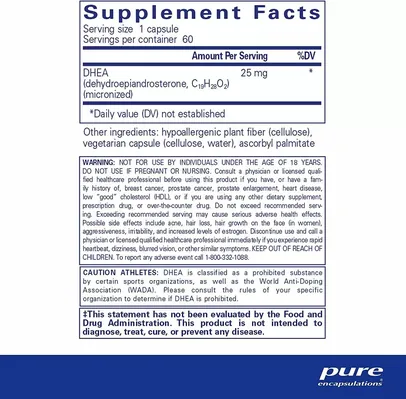ДГЕА Pure Encapsulations DHEA 25 мг, 60 капсул
