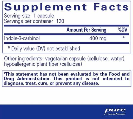 Индол-3-карбинол Pure Encapsulations Indole-3-Carbinol 400 мг, 120 капсул